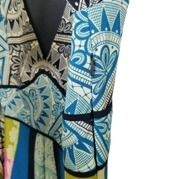 Boston Proper Multicolor Boho-Inspired Long Sleeve V-Neck Dress Size 6 Polyester - Picture 10 of 15